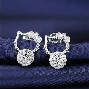 925 Sterling Silver CZ kitten Earrings